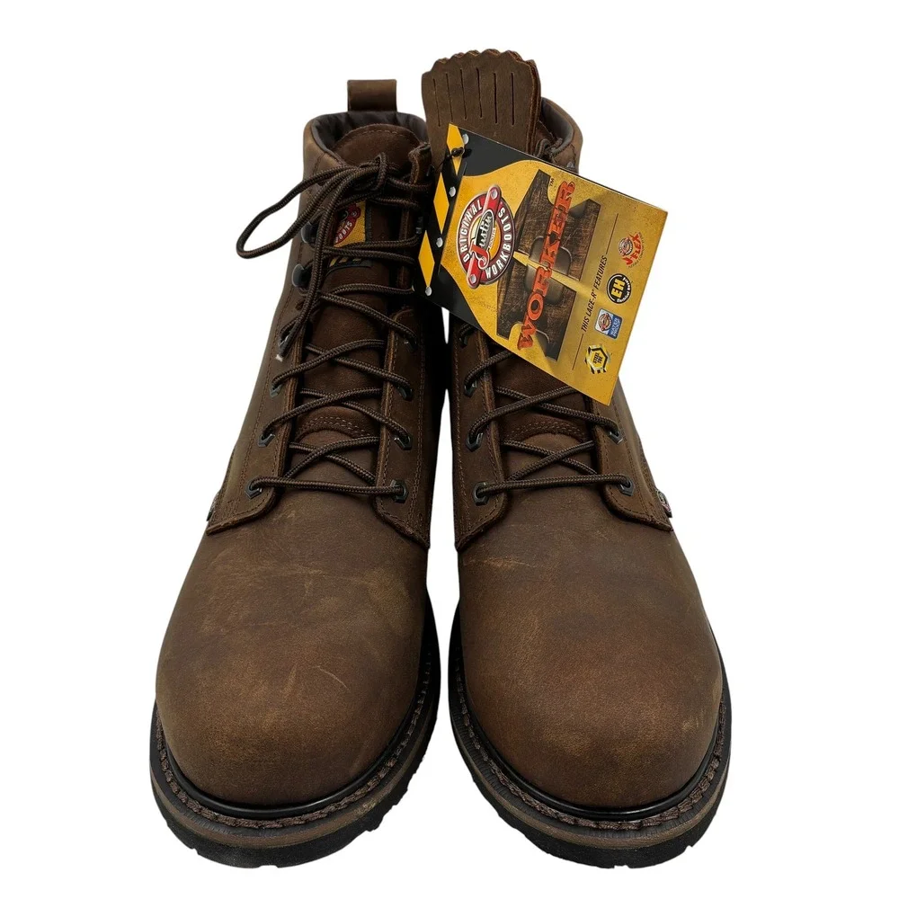 Justin Original Workboots WK969 Men 14EE Brown Leather Steel Toe Waterproof Boot
